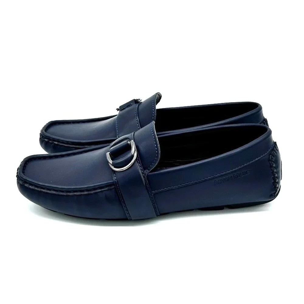Aston Marc Men's Charter Side Buckle Loafers Shoes Color Navy US 8.5M - With Box
